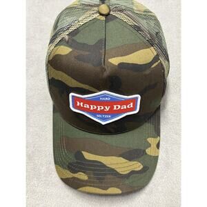 Happy Dad Hat Cap Snap Back Green Camo Trucker Mesh Patch Mens Hard Seltzer